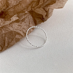 925 Sterling Silver Diamond Cut Ring For Women Minimalist Sparkly Geometric Thin Finger Ring Korean Fashion Jewelry Gift