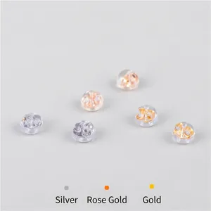 S925 sterling silver butterfly ear nuts with clear silicone coating in gold and rose gold