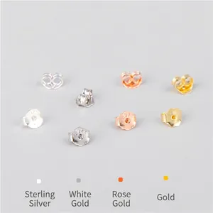 S925 sterling silver butterfly earring backs in silver, gold, and rose gold finishes