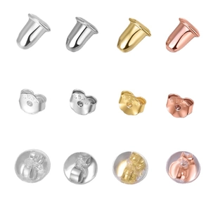 S925 sterling silver butterfly and bullet earring backs in silver, gold, and rose gold