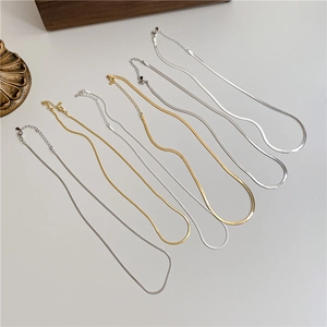 Minimalist S925 sterling silver snake chain chokers in gold and silver finishes