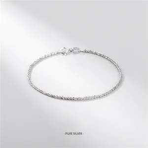 925 Sterling Silver Cauliflower Popcorn Chain Bracelet For Women Minimalist Fashion Simple Gypsophila Shimmering Adjustable Hand Jewelry Gift
