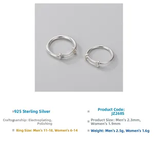 Detailansicht der S925 Sterling Silber Partnerringe mit Breiten- und Gewichtsangaben