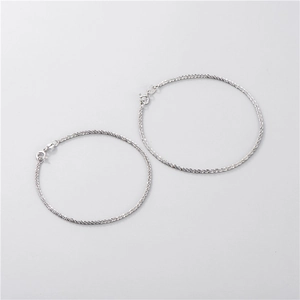 Minimalist S925 sterling silver rope chain bracelet with polished spring ring clasp