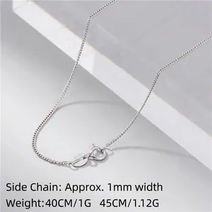 1mm S925 sterling silver curb chain necklace with spring clasp and 45cm length