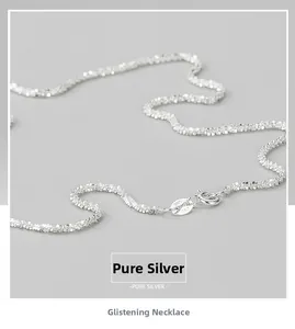 Macro detail of S925 and Italy hallmark on sparkling sterling silver clavicle chain
