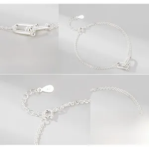 Makro-Detail des S925 Sterlingsilber U-Link Verschlusses und Doppelketten-Armbands