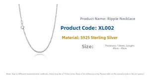 Detailed view of 1.8mm S925 sterling silver sparkling chain necklace with wave texture