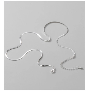 Detail of S925 sterling silver snake bone choker with adjustable lobster clasp and chain