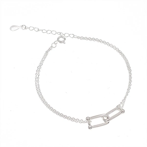 S925 Sterling Silber Doppelarmband mit ineinandergreifenden hufeisenförmigen U-Gliedern