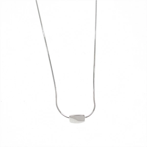 Minimalist S925 sterling silver snake chain necklace with a polished geometric pendant