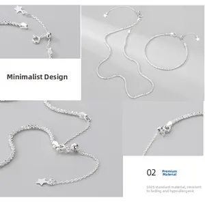 Nahaufnahme der S925 Sterlingsilber Kette mit Sternanhänger und Verschluss-Details