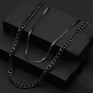 Ensemble de colliers à trois couches en acier inoxydable plaqué or 18 carats avec chaînes
