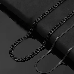 Minimaliste Acier Inoxydable Noir Multicouche Maille Gourmette et Chaîne Serpent Collier Bijoux de Mode Pour Hommes Femmes Unisexe Cadeau