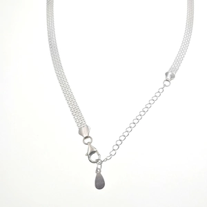 Sparkling S925 sterling silver woven necklace with flat wide strands and lobster clasp