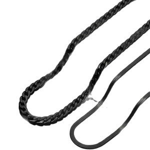 Collier multicouche en acier inoxydable plaqué or 18k avec chaînes noire et serpent