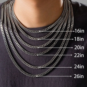 Minimalist Stainless Steel Cuban Link Chain Necklace For Men Women Hip Hop Silver Geometric Fashion Jewelry Personalized Necklaces