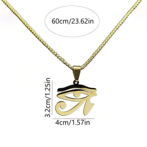 Detailansicht der Horusauge Halskette mit 60cm Kettenlänge und Maßen des Anhängers