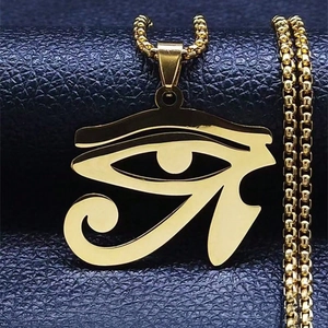 Herren-Halskette mit Auge des Horus Anhänger aus vergoldetem Edelstahl im Vintage-Design