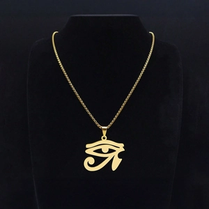 Goldene Halskette aus Edelstahl mit Auge des Horus Anhänger für Herren, poliert