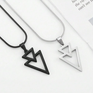 Simple Geometric Triangle Pendant Necklace For Men Women Titanium Steel Snake Chain Hip Hop Minimalist Fashion Jewelry