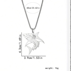 Spécifications du collier pendentif requin en acier inoxydable avec chaîne de 60 cm