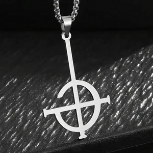 Punk style Ghost band grucifix symbol stainless steel pendant on a ball chain necklace