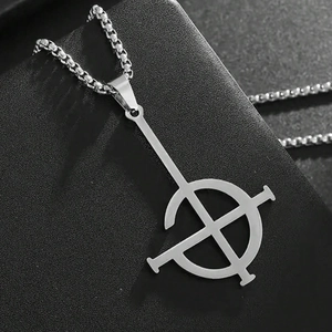 Gothic ghost band stainless steel pendant with silver ball chain in punk style