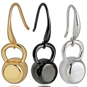 Boucles d'Oreilles Pendantes en Forme de Kettlebell pour Femmes Alliage de Titane Tige en Acier Inoxydable Plaqué Or Véritable Bijoux Fitness