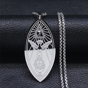 Silver Ordo Templis Orientis pendant necklace with Providence Eye on black leather