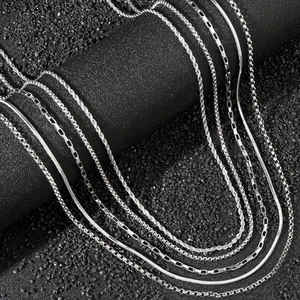 Collana Minimalista a Catena Cubana in Acciaio Inossidabile per Uomo Donna Catena Veneziana Argento Lucido Gioielli Street Style