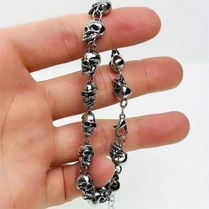 Punk Retro Skull Link Bracelet Gothic Metal Hand Chain For Men Women Fashion Jewelry Party Band Accessory