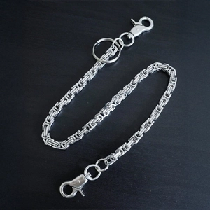 50cm punk titanium steel pants chain with Byzantine weave and lobster clasps
