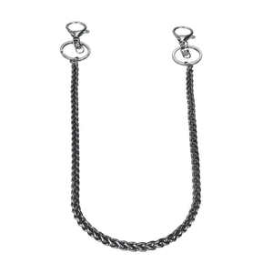 Punk style stainless steel wallet chain with double lobster clasps and key rings