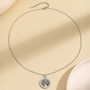 Collier Arbre de Vie bohème en argent avec pavé de zircons cubiques sur chaîne fine