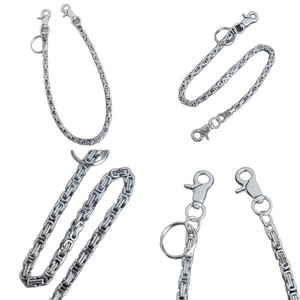 50cm punk titanium steel pants chain with Byzantine weave and heavy-duty lobster clasps