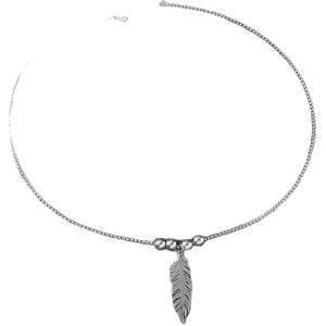 Collana da uomo con ciondolo a piuma e perline d'argento su catena di metallo lucido