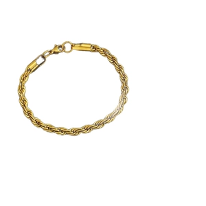 Chaîne corde dorée polie avec fermoir mousqueton pour bijoux de sport pour hommes