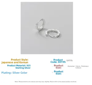Macro detail of 925 sterling silver hoop earrings showing 12mm size and faceted texture