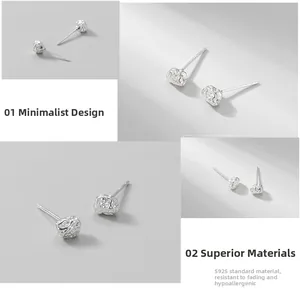 Macro detail of S925 sterling silver studs showing irregular molten rock texture