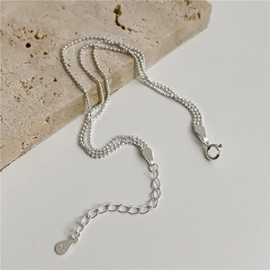 Three-layer S925 sterling silver beaded bracelet with adjustable spring clasp closure