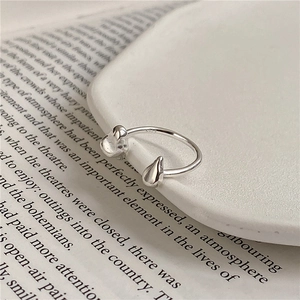 Minimalist S925 sterling silver open ring with liquid lava water drop design for women