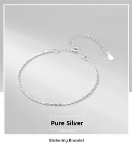 Detail view of S925 sterling silver beaded bracelet with adjustable lobster clasp