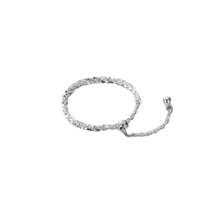 Sparkling S925 sterling silver tassel ring with adjustable chain and square cut beads
