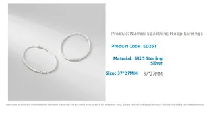 Detailed view of S925 sterling silver oval hoop earrings featuring a shimmering texture
