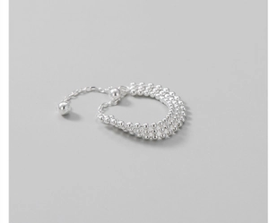 Detailed view of S925 sterling silver three-layer beaded ring with adjustable chain