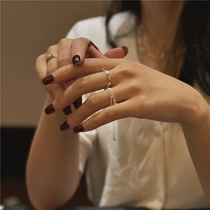 Stackable S925 sterling silver beaded rings set with shimmering golden finish for women