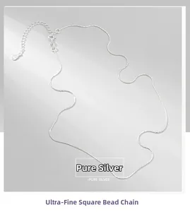 Detail der S925 Sterlingsilber ultra-feinen Box-Kette mit verstellbarem Verschluss und Haken