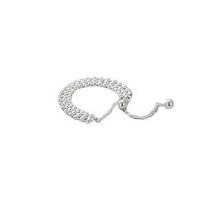 Three-layer S925 sterling silver beaded stretch ring with adjustable hanging charms