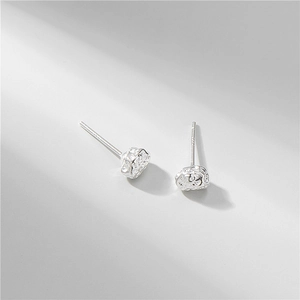 Handcrafted S925 sterling silver stud earrings with irregular meteorite lava texture
